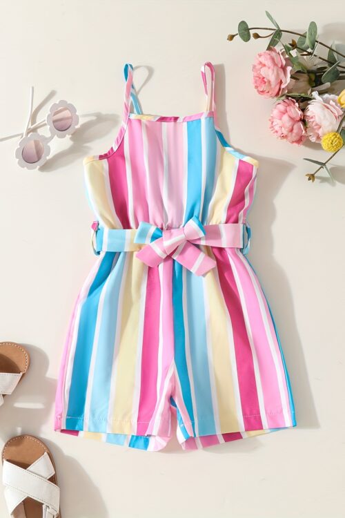 Stylish Casual Sleeveless Belted Jumpsuit with Straps for Outdoor Spring And Summer Wear.