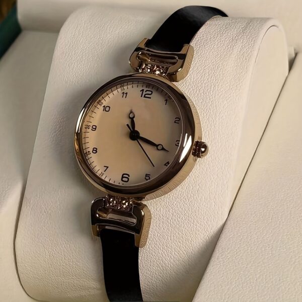 1pc Women's Faux Leather Band Round Dial Small Face Retro British Style Niche Luxury Quartz Watch, Suitable for Daily Wear - Image 7