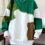 Men's Color-Block Cable Knit Sweater - Soft Warm All-Season Casual Pullover with Contrast Design, Machine Washable Regular Fit Round Neck Long Sleeve, Knitted Sweater, Durable Comfort Wear - Image 10