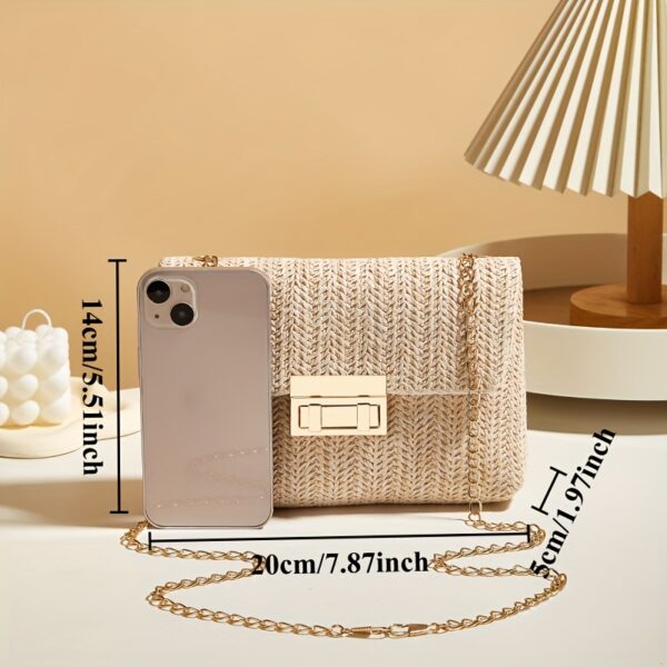 2025 New Trendy Woven Women'S Tote and Wallet, Practical Crossbody Bag, Single Shoulder Bag, Small Square Bag, Metal Chain Strap, Simple Women'S Crossbody Bag - Image 4
