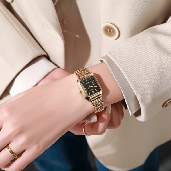 Women's Business Rectangle Quartz Watch Luxury Golden Fashion Analog Wrist Watch For Daily Life - Image 4
