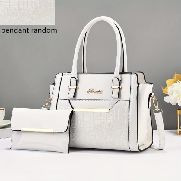 Set Women's Handbags, Elegant Vintage PU Leather Tote With Lizard & Octopus Embossing, Large Capacity Shoulder Bag For Daily & Office Use - Image 11