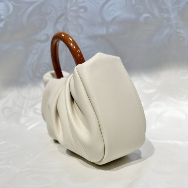 Elegant White Pleated Cloud Satchel - PU Leather Underarm Shoulder Bag, Magnetic Closure, Polyester Lined, Guangzhou Crafted - Image 2