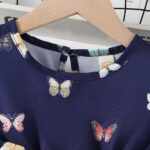 Waddling Girl Elegant Butterfly Pattern Print Tiered Skirt with Three-Layer Hem Suitable for Summer - Image 3