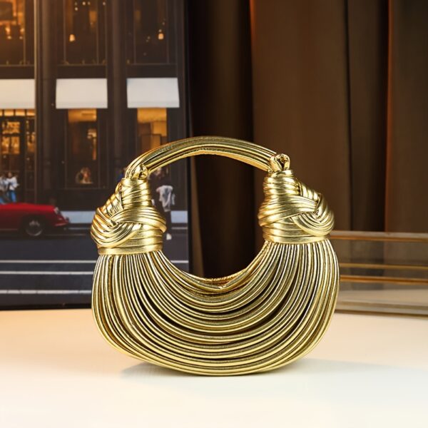 Glossy Trendy Design Sense Handmade Dumpling Bag Hand-Held Crossbody Bag Knotted Rope Noodles Bag Fashionable Personality Female Bag