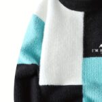 SENMEIGUO Men'S Chunky Knit Sweater, Casual Round Neck, Long Sleeve, Letter Print, Warm Winter Top, Regular Fit, Knitted Fabric, 2024 Fall/Winter Collection - Image 4