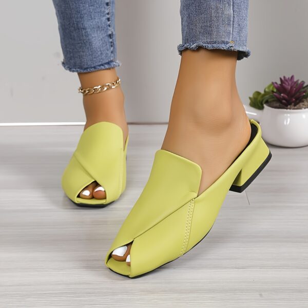 Women's Stylish Solid Color Sandals, Slip On Peep Toe Walking Comfort Block Heels, Versatile Vacation Mules Koningsdag/King's Day - Image 12