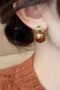 Boho Style 14K Golden Plated Copper Geometric Drop & Dangle Earrings for Women - Fashion Round Resin Textured Earrings, Stainless Steel Ear Needle, No Mosaic Material, Suitable for Party Occasions, All Seasons
