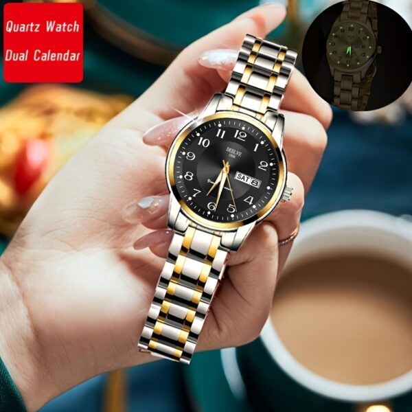 DEBLVE Women'S Ultra-Thin Stainless Steel Quartz Watch - Stylish, Lightweight, IPX7 with Calendar, Luminous Day Display, and Stainless Steel Band - Perfect for Casual Wear, DEBLVE - Image 10