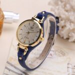 Wal-Joy Women's Elegant Minimalist Quartz Watch with White Dial, Golden-Tone Markers & Light Brown Faux Leather Strap - Casual Chic Casual Attire, Stylish Wristwatch | Sleek Round Case | Clear Numeral Markers - Image 6