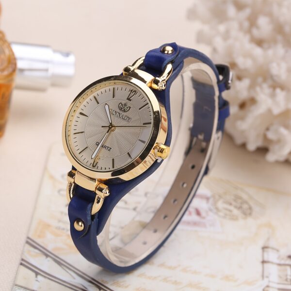Wal-Joy Women's Elegant Minimalist Quartz Watch with White Dial, Golden-Tone Markers & Light Brown Faux Leather Strap - Casual Chic Casual Attire, Stylish Wristwatch | Sleek Round Case | Clear Numeral Markers - Image 6