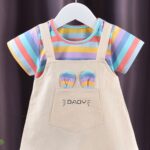 A New Baby Girl'S Summer Dress, Featuring Striped Short Sleeves And a Faux Two-Piece Design, Made of Pure Cotton, Perfect for Little Ones. - Image 6