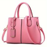 Large Capacity Gray PU Tote Bag - Stylish Versatile Shoulder & Bag with Adjustable Straps, Zip Closure, and Polyester Lining - Image 5
