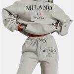 Casual Letter Print Sporty Pantsuits, Long Sleeve Drawstring Hoodie & Jogger Sweatpants Outfits, Women's Clothing - Image 3