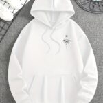 Men'S Autumn Winter Galaxy Print Hooded Sweatshirt, French Terry Fleece, 100% Polyester, Non-Stretch Knit Fabric, Loose Fit with Pocket Detail, Casual Sports Style Hooded Pullover - Image 8