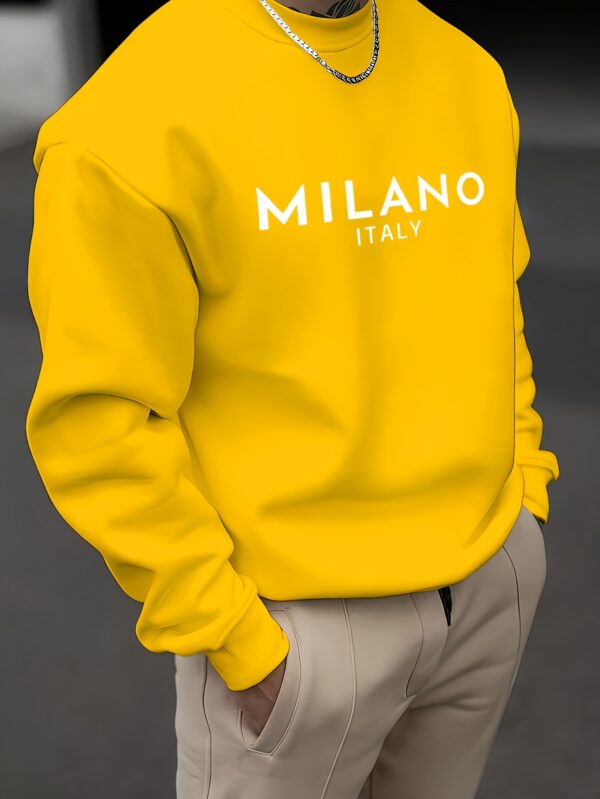 ECG Pattern Print Men's Long Sleeve Crew Neck Sweatshirt, Pullover Sweatshirt, Casual Comfortable Versatile Top For Spring & Autumn, Outdoor Sports - Image 3