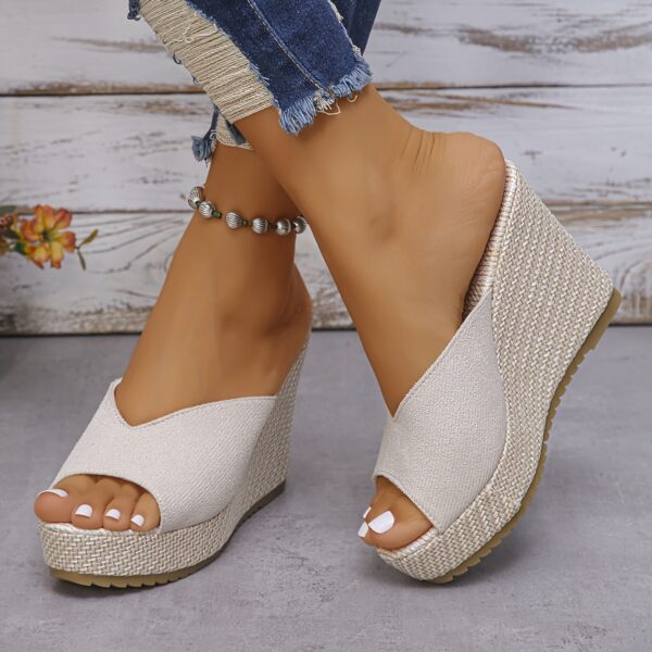 Women's Platform Slip On Sandals, Casual Summer Walking Wedge Sandals, Non-slip Holiday Beach Sandals - Image 4