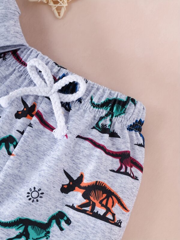 Noble Kids Boys' Dinosaur Print Long Sleeve Hoodie & Pants Set - Cozy Polyester, Machine Washable, Ideal for Fall/Winter, Cozy Playwear|Cute Baby Outfit|Easycare Fabric, Dinosaur Toys, Perfect for Outdoor - Image 6