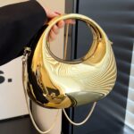 Golden Acrylic Shoulder Bag With Chain Strap