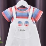 A New Baby Girl'S Summer Dress, Featuring Striped Short Sleeves And a Faux Two-Piece Design, Made of Pure Cotton, Perfect for Little Ones. - Image 5