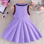 Toddler Sleeveless A-Line Dress - Vibrant Green with Black & White Striped Design, Button-Up Collar, Perfect for Summer Outdoor Activities, Youngsters' Fashion, Casual Wear|Sporty Style|Strapless Design, Youngsters Dress - Image 7
