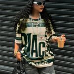Youthful Vibes: Women's Casual Off-Shoulder Graphic Tee - Stretchy Polyester Blend, Machine Washable, Round Neck, Short Sleeve, Black & Pink Design with Bold "BLACK HUMOR" Print, Perfect for Spring/Summer - Image 3