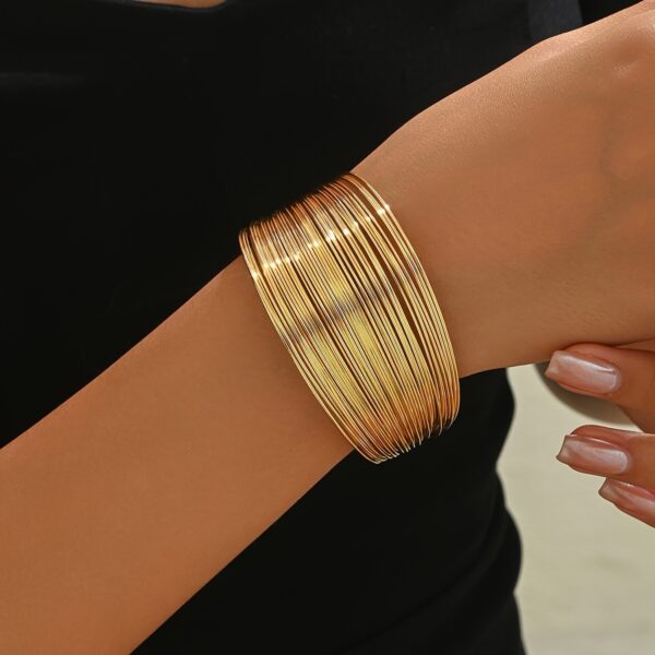1pc Women's Fashion Open Bracelet Iron Style Punk Metal Open Plain Circle Bracelet Suitable for Gift Giving and Wearing - Image 6