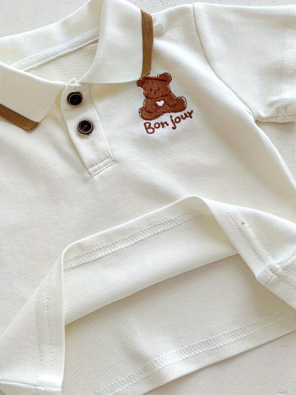 Cartoon Polo Shirt And Pleated Dress Set for Baby Girls in a Collegiate Style, for Outdoor - Image 6