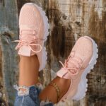 Large size Women's white shoes, summer mesh lace sneakers, comfortable low-top running shoes, travel and vacation leisure - Image 14