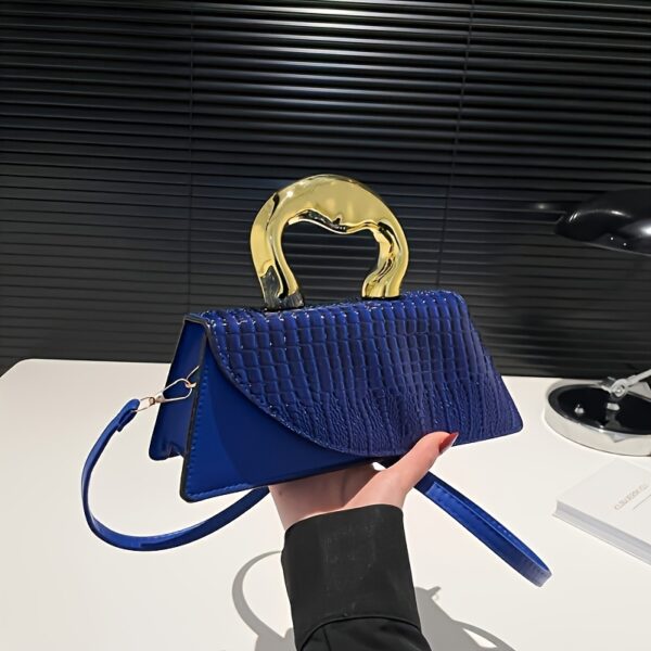 1pc 6 Colors to Choose from - Elegant Crocodile Imitation Clutch - Fashionable And Versatile Shoulder Crossbody Bag - with Detachable Shoulder Strap - Waterproof Evening Bag with Golden Swan-Shaped Handles, Adding Elegance And Sophistication, Suitable for Matching Simple And Capable Clothing, And for Attending Weddings, Parties And Banquets - Choose from Black/White/Blue/Grey And Other Colors. - Image 5