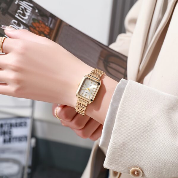 Women's Business Rectangle Quartz Watch Luxury Golden Fashion Analog Wrist Watch For Daily Life - Image 3