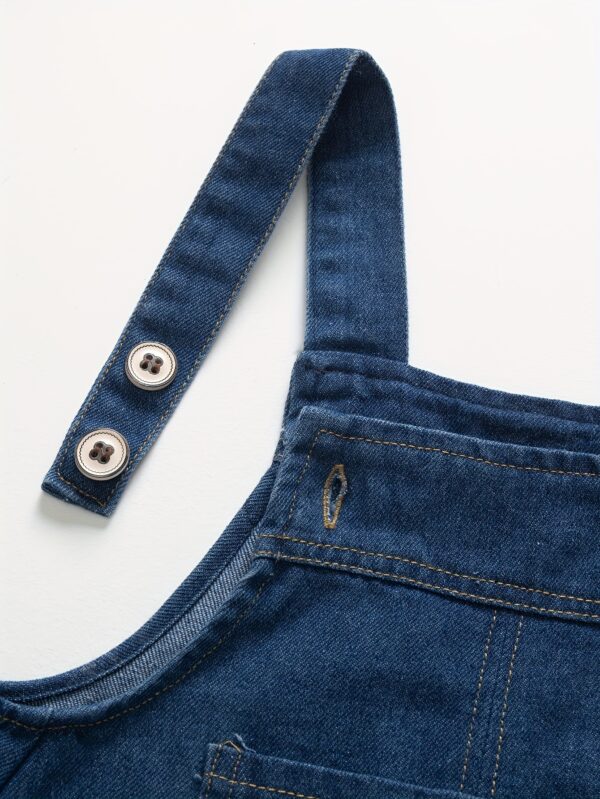 Kids' Denim Overalls - Cartoon Design, Long Sleeve, Pockets, Adjustable Straps, Loose Fit for Boys, Spring/Fall Casual Wear, for Outdoor - Image 7