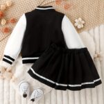 Preppy Style Girls 2pcs BABY GIRL Print Baseball Jacket + Pleated Skirt Outdoor Set For Party Sports Gift - Image 7