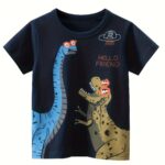 4pcs Cute Cartoon Shark And Dinosaur Print Boys Comfy T-Shirt, Cool, Versatile & Smart Short Sleeve Tee - Image 2