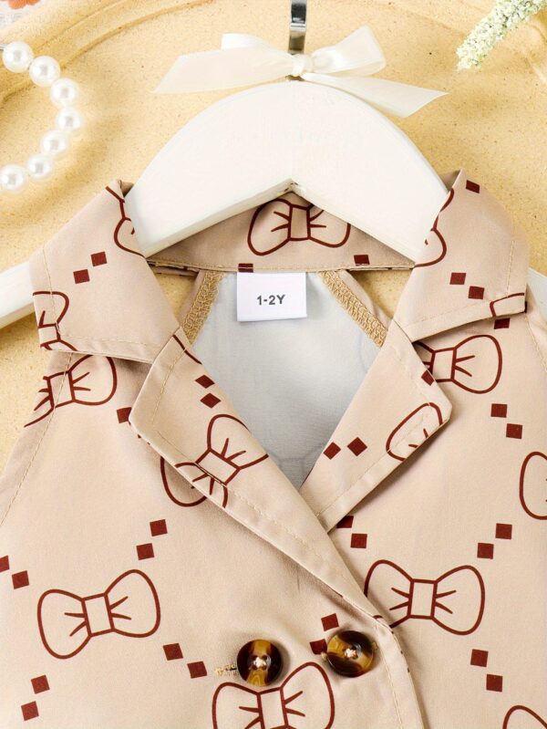 P100574 Fashion Sleeveless Top with Butterfly Knot Print And Pleated Skirt Set for Little Girls - Image 6