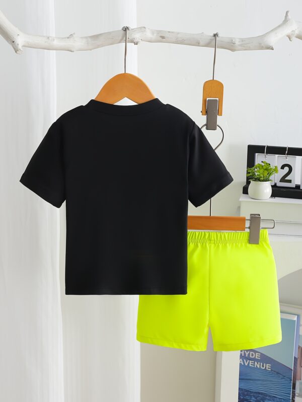 2pcs Summer Outdoors Boys' Casual Letter Print T-Shirt and Shorts Set, Daddy'S Boy, Soft Knit Polyester with Slight Stretch, Short Sleeve, Crew Neck, for Boys, for Outdoor - Image 6