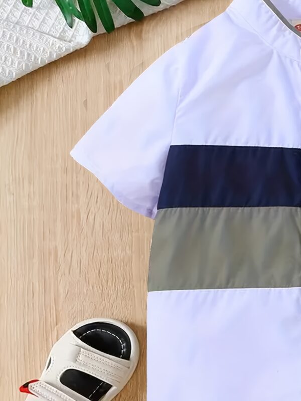 2pcs, Baby Boy's Trendy Short Sleeves Dinosaur Pattern Shirt + Versatile Shorts Set, Casual Comfy Summer Outdoor Clothes - Image 4