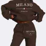 Casual Letter Print Sporty Pantsuits, Long Sleeve Drawstring Hoodie & Jogger Sweatpants Outfits, Women's Clothing - Image 2