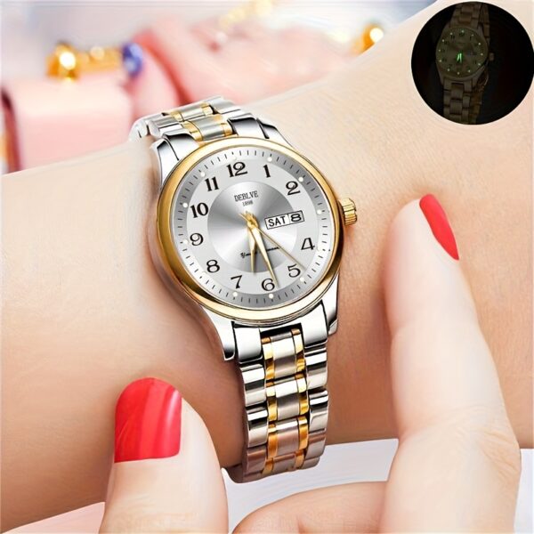 DEBLVE Women'S Ultra-Thin Stainless Steel Quartz Watch - Stylish, Lightweight, IPX7 with Calendar, Luminous Day Display, and Stainless Steel Band - Perfect for Casual Wear, DEBLVE - Image 14
