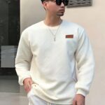Men's Fashion Casual Sweatshirt - Soft Polyester, Crew Neck, Long Sleeve, Gradient Color with Chevron Patch | Machine Washable, Ideal for Spring & Autumn - Image 5