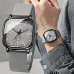 Chic Square Quartz Watch for Women - Casual Style with Digital Dial, Silicone Band - Perfect Gift for Mom & Friends on Valentine's, Easter, Mother's Day, Alloy Case, Ramadan, Birthdays, Leisure Style