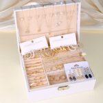 91pcs/114pcs Fashion Minimalist Luxury Metal Wind Hoop Earrings Set Hollow Layered Flower Ring Rhinestone Butterfly Bead Faux Imitation Pearl Pendant Necklace Beaded Bracelet Box Women's Jewelry Set for s Daily Party Friendship Birthday Gift No Box - Image 8