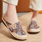 Women's Casual Slip-On Flats, Breathable Fabric Upper with Rubber Sole, All-Season Comfort Shoes with Plain Toe Design, Breathable Flats|Patterned Slipon Loafers|Durable Comfort Shoes - Image 3