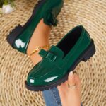 Women's Black Cover Loafers with Bow Detail - Comfortable Thick Sole, Round Toe Slip-On Shoes, Versatile for All Seasons - Image 9