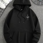 Men'S Autumn Winter Galaxy Print Hooded Sweatshirt, French Terry Fleece, 100% Polyester, Non-Stretch Knit Fabric, Loose Fit with Pocket Detail, Casual Sports Style Hooded Pullover - Image 5
