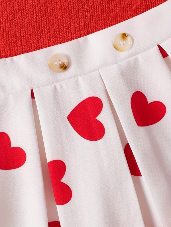 P100574 Fashion Sleeveless Top with Butterfly Knot Print And Pleated Skirt Set for Little Girls - Image 9