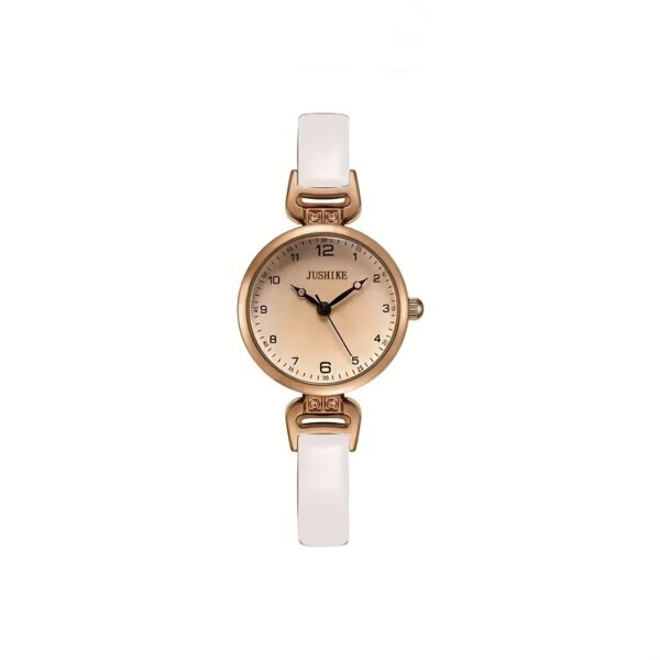 Elegant Vintage Women'S Quartz Watch with Brown Faux Leather Strap, Golden-Tone Alloy Case, Arabic Numerals, and Minimalist Design - Perfect for Casual Attire, Casual Watch|Elegant Timepiece|Goldtone Case, Watch Accessories - Image 6