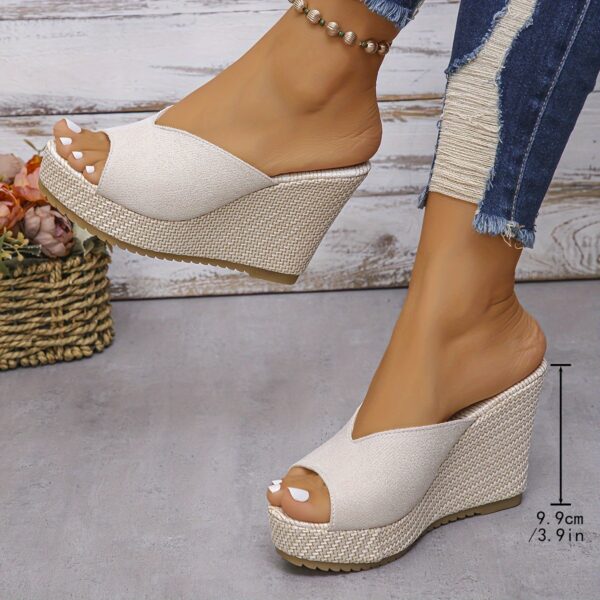 Women's Platform Slip On Sandals, Casual Summer Walking Wedge Sandals, Non-slip Holiday Beach Sandals - Image 3