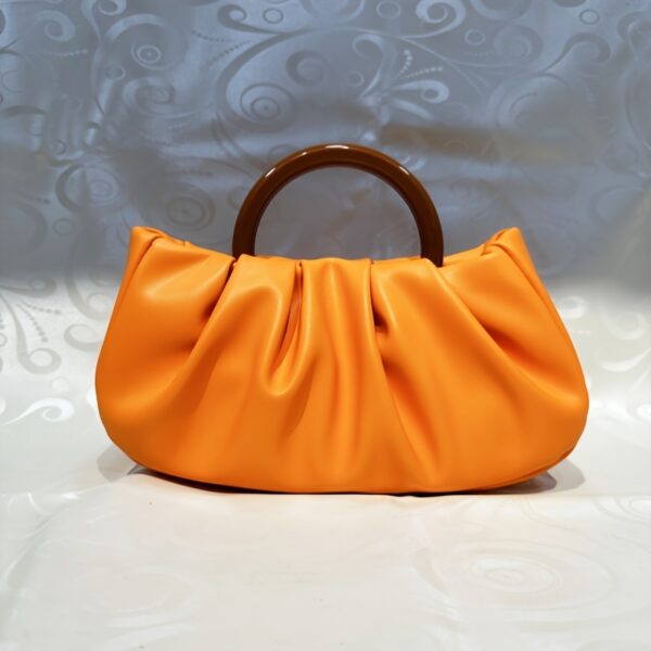 Elegant White Pleated Cloud Satchel - PU Leather Underarm Shoulder Bag, Magnetic Closure, Polyester Lined, Guangzhou Crafted - Image 6