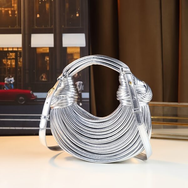 Glossy Trendy Design Sense Handmade Dumpling Bag Hand-Held Crossbody Bag Knotted Rope Noodles Bag Fashionable Personality Female Bag - Image 12